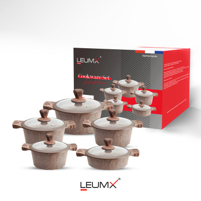 Leumx® Granite Cookware Set – 10 Piece Premium Non-Stick Pot Set