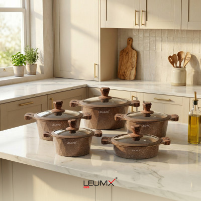Leumx® Granite Cookware Set – 10 Piece Premium Non-Stick Pot Set