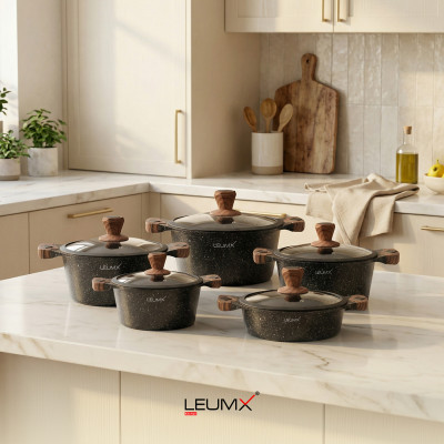 Leumx® Granite Cookware Set – 10 Piece Premium Non-Stick Pot Set