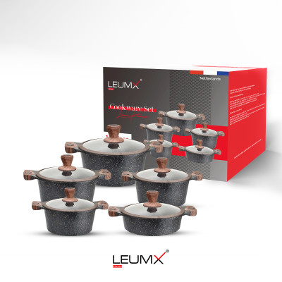 Leumx® Granite Cookware Set – 10 Piece Premium Non-Stick Pot Set