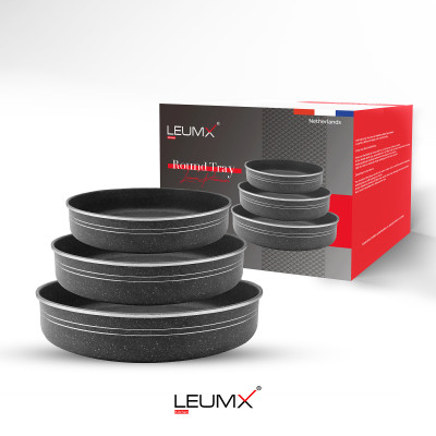 Leumx® Round Baking Tray Set – 3 Piece Non-Stick Oven Tray