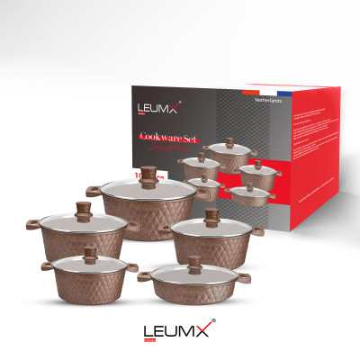 Leumx® Diamond Design Cookware Set – 10 Piece Non-Stick Pot Set