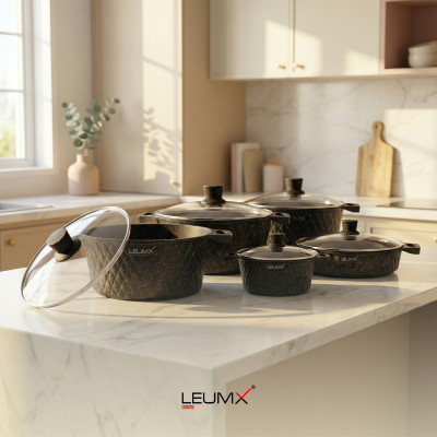 Leumx® Diamond Design Cookware Set – 10 Piece Non-Stick Pot Set