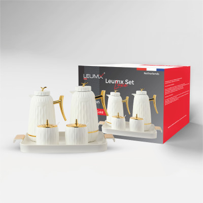 Thermoskannen-Set Weiß + Gold I G58