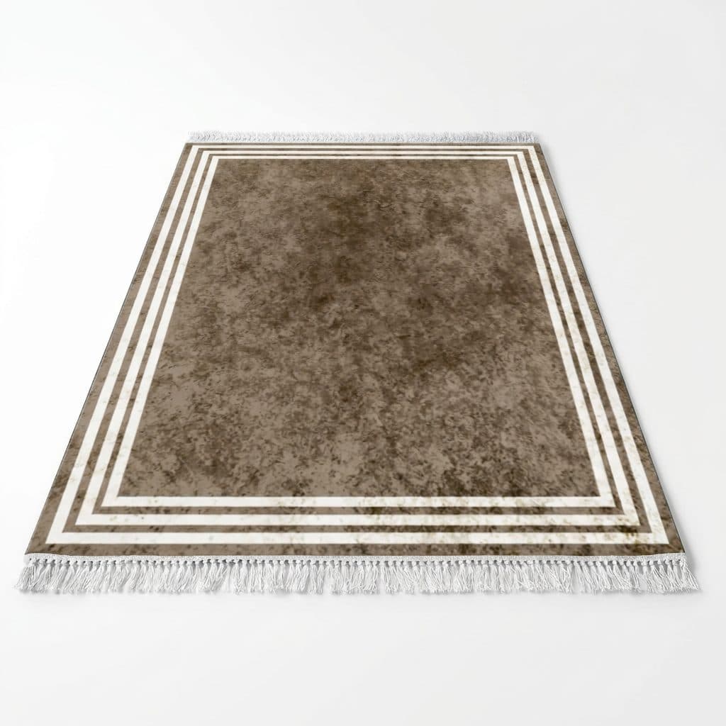 Velvet Rug 200×300 cm — Taupe Triple Frame