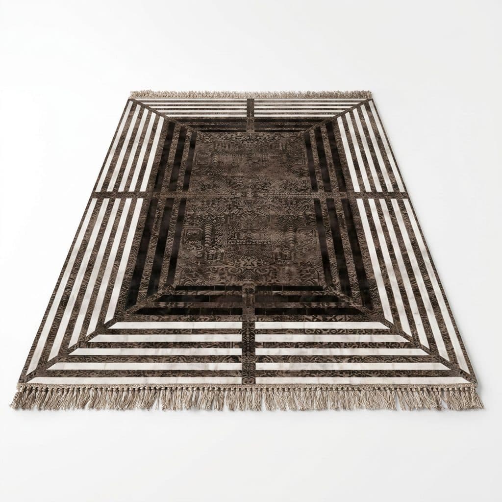 سجادة مخملية ١٠٠×٣٠٠ سم — إسبريسو بإطارات متداخلة — VR11-100X300 · قريباً