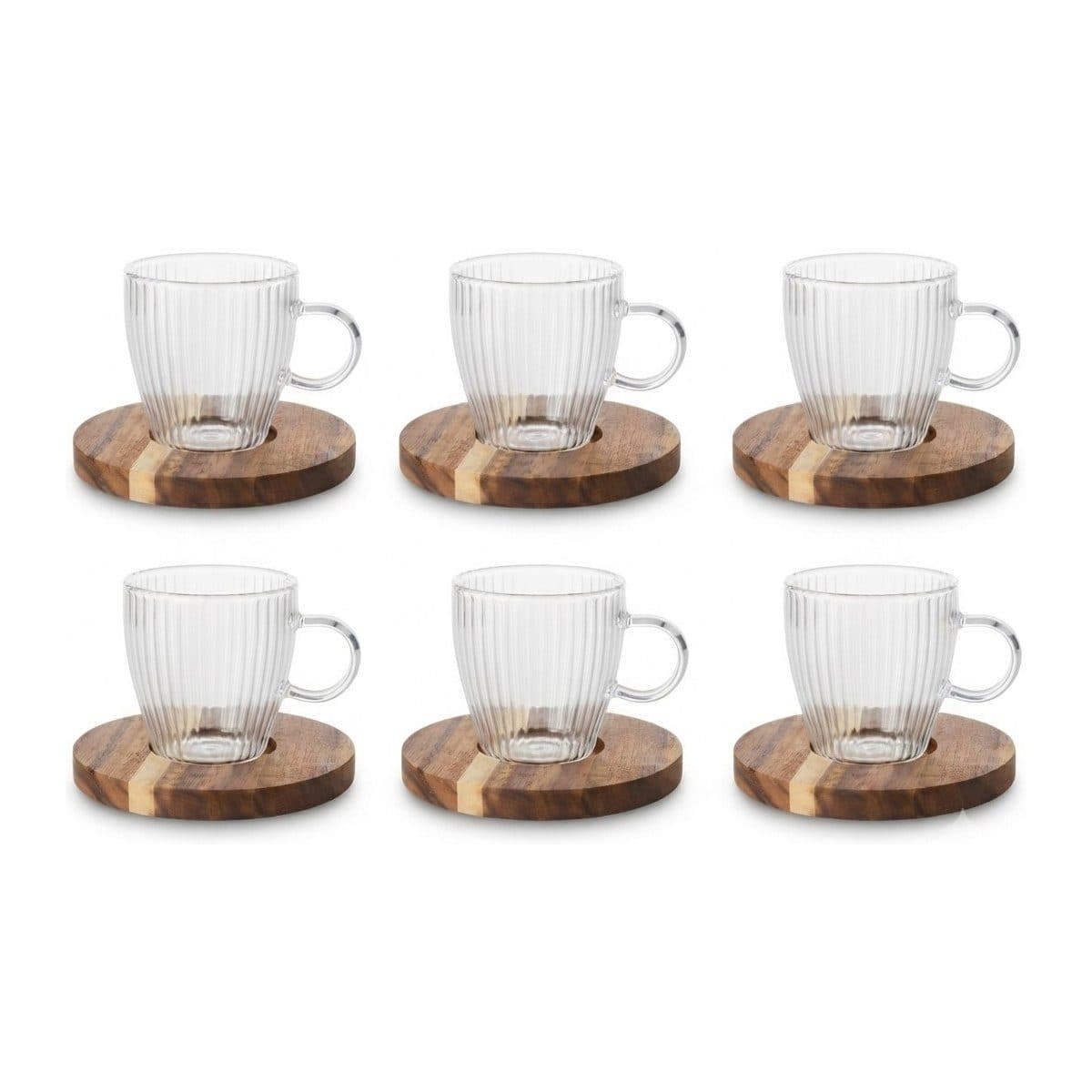 Teegläser mit Holzfuß 6+6 — 418-13 · Trinkgefäße