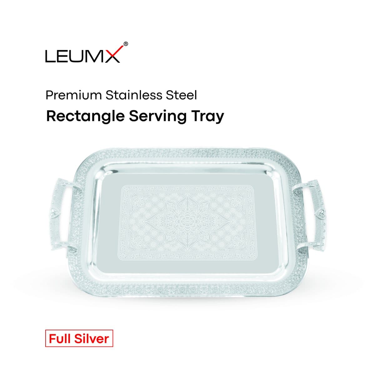 Rectangular Serving Tray with Handles — Silver — AG-TR07 · Coming soon