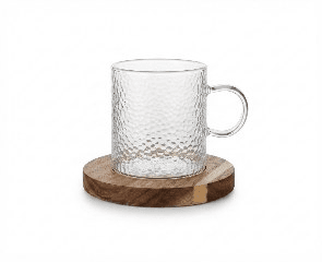 Tea glasses with wooden base 6+6 · Drinkware