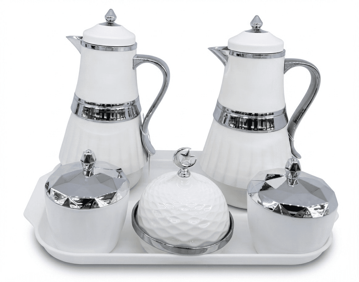 Thermos set with sugar bowl 8 pcs silver · Drinkware