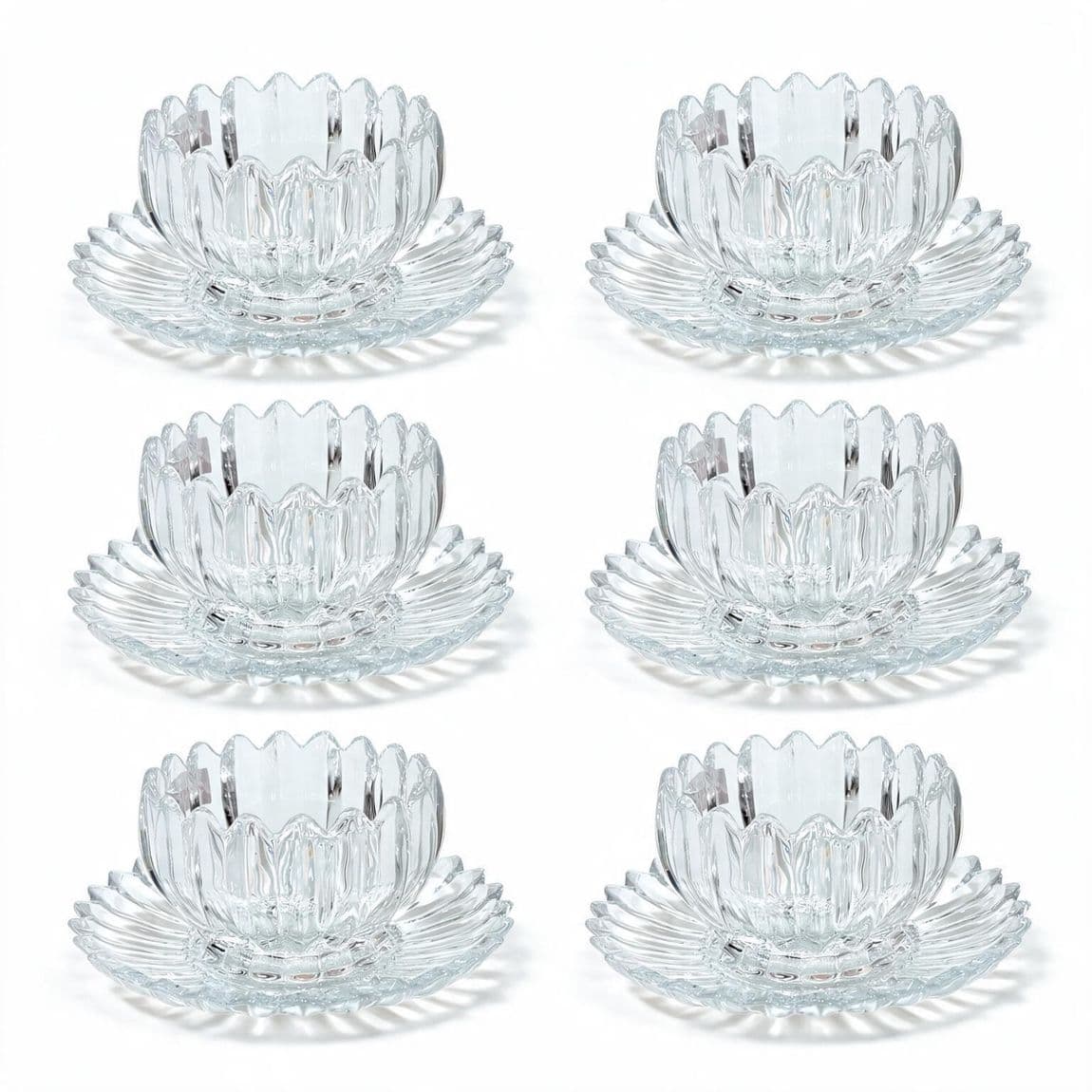 12-Pc Lotus Glass Bowl Set — Clear · Servies