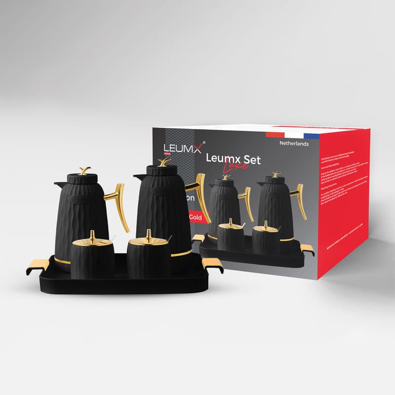 Thermoskanset zwart goud · Drinkgerei
