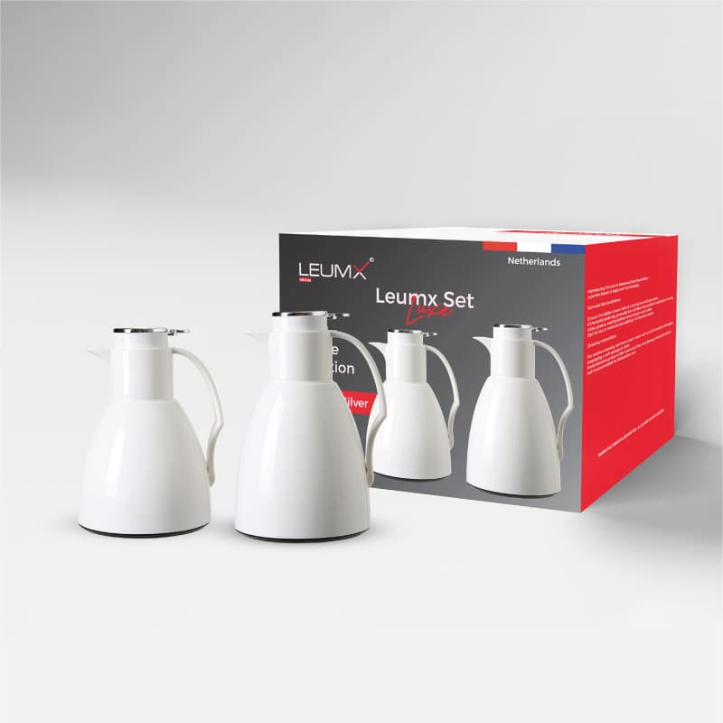 Thermos set white + silver · Drinkware