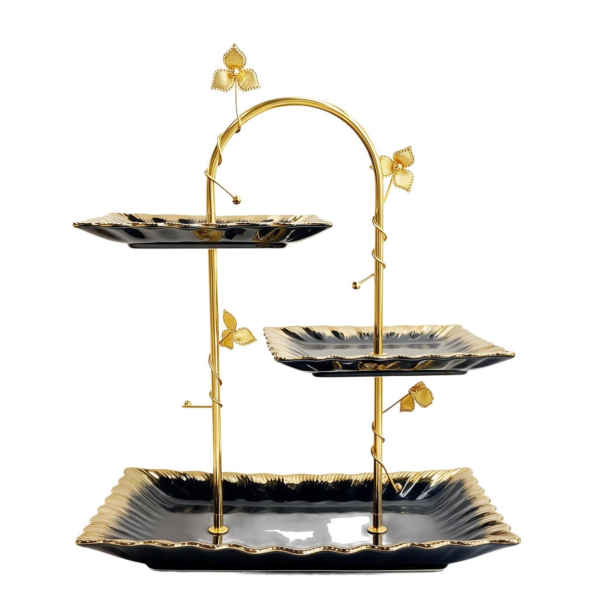 Etagere 3 Ebenen — Schwarz & Gold — LE26 · Geschirr